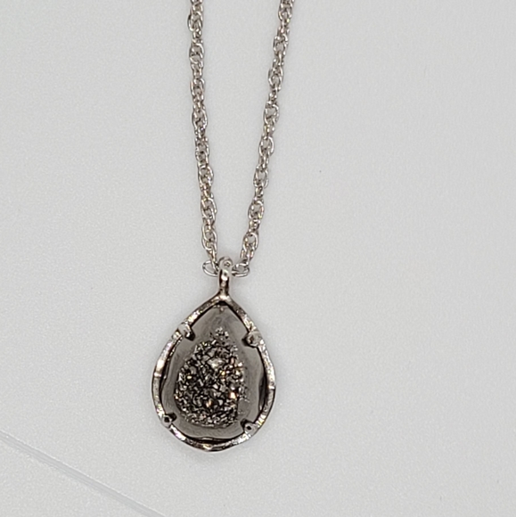 NWT Kendra Scott Custom Sparkly Platinum Drusy Kiri Necklace in Silver - Picture 2 of 6